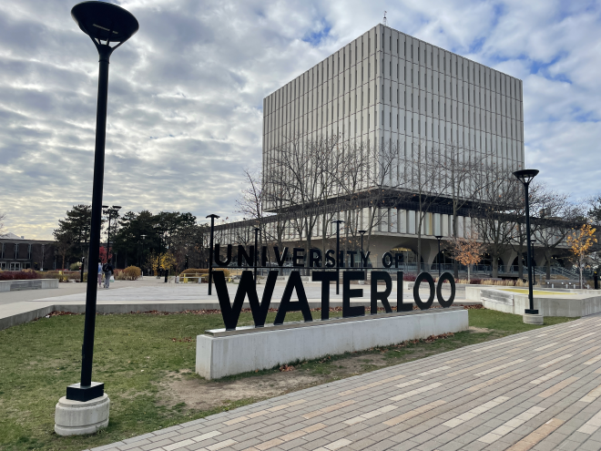 University of Waterloo sign outside of the Dana Porter Library.