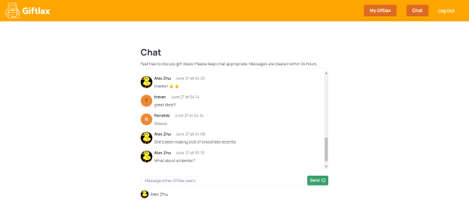 Screenshot of chat feature